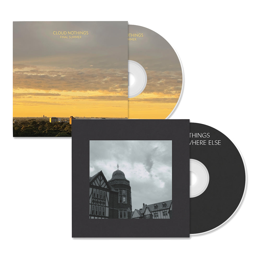 Two Cloud Nothings CDs with cases: Final Summer (sunset city cover) and Everything Else (grayscale historic building)—ideal for fans wanting both albums’ full tracklists. Brand: Cloud Nothings.