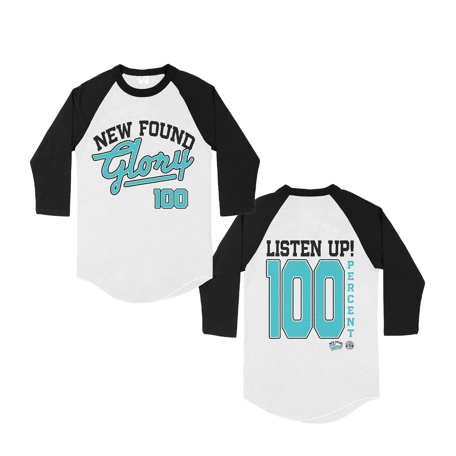 Listen Up! - White/Black Baseball Tee – Pure Noise Records