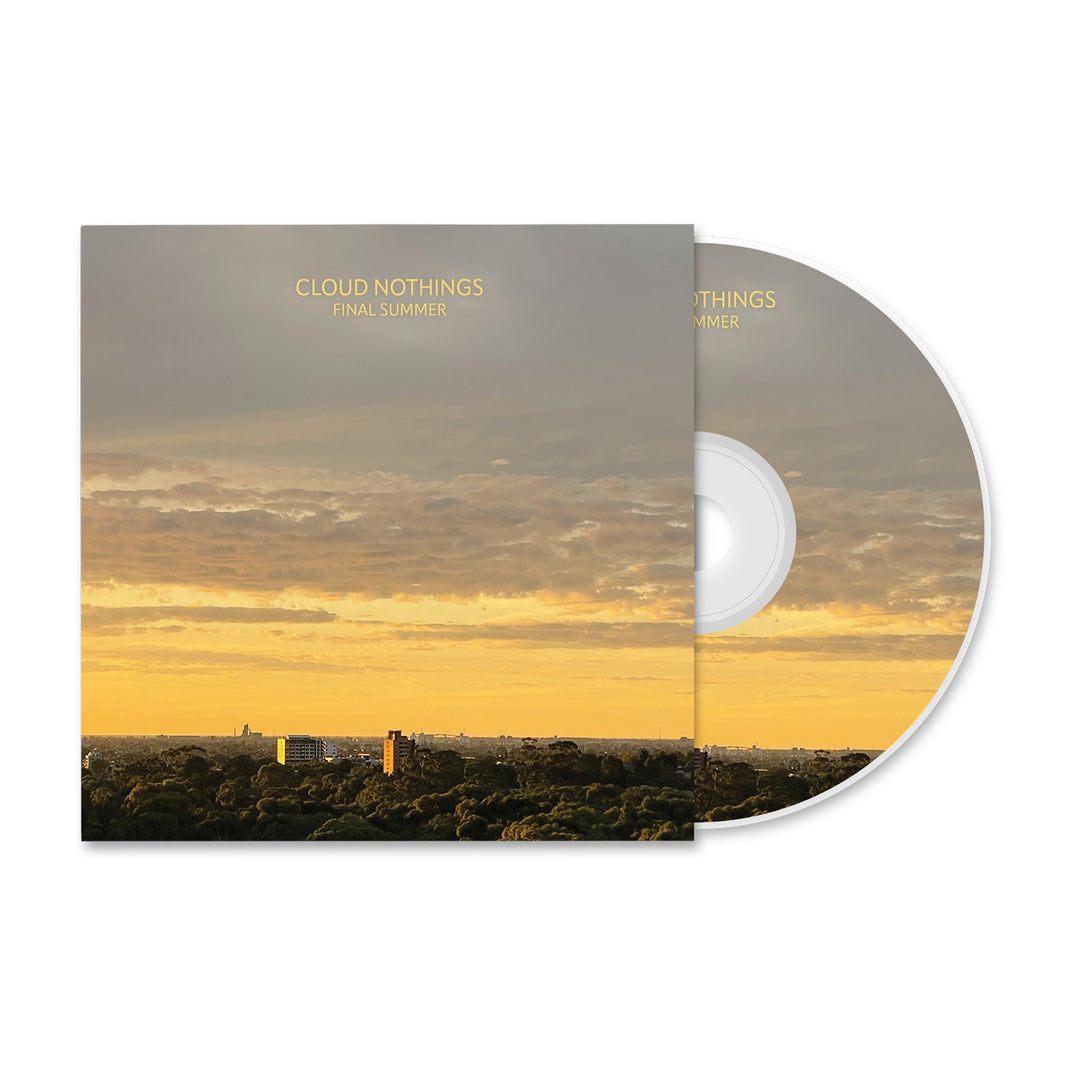 Cloud Nothings Final Summer CD with cover art of a golden sunset over trees and buildings is available now as a presale item ahead of the album release.