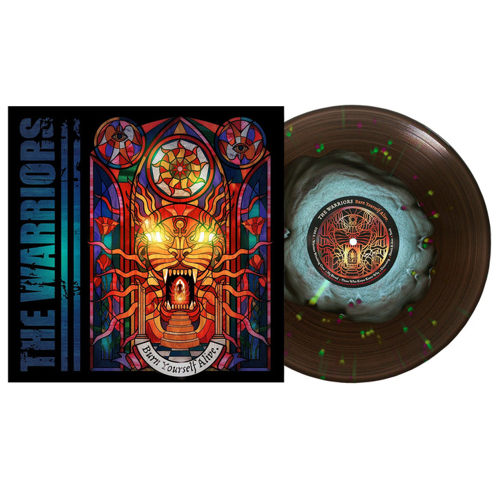 Burn Yourself Alive. - Baby Blue In Black Ice with Heavy Neon Orange, Yellow & Purple Splatter LP