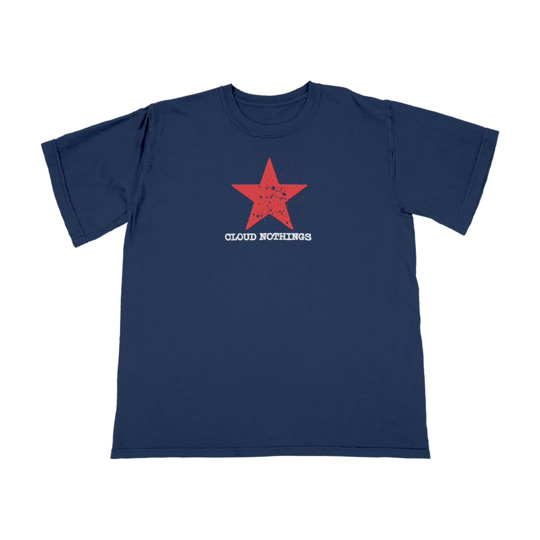Navy blue Comfort Colors T-shirt featuring a distressed red star above the text CLOUD NOTHINGS in white.