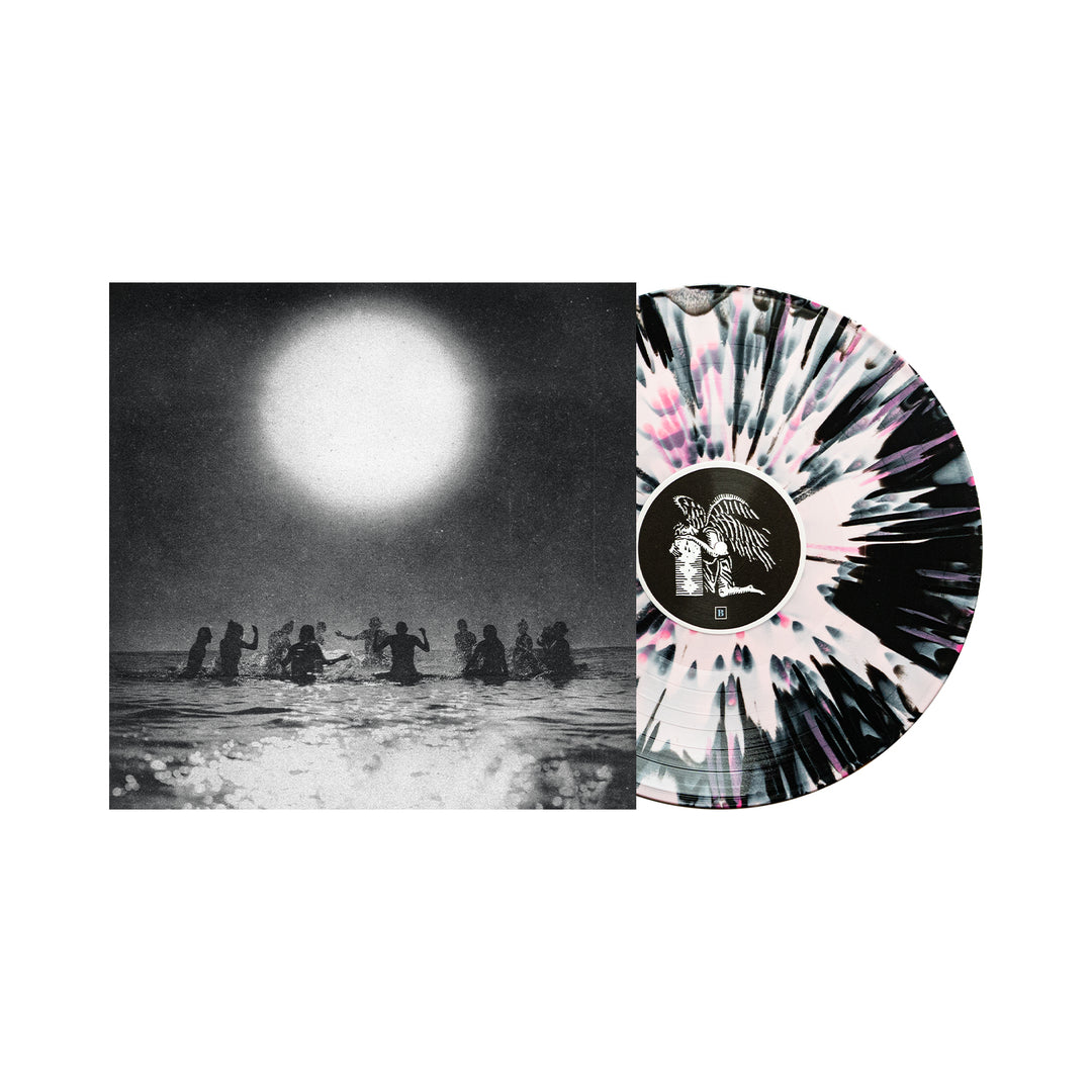 Seahaven’s black-and-white album cover features figures in water under a bright sun, paired with a white vinyl splattered in black and pink—a must-have for collectors awaiting this highly anticipated 2026 Seahaven release.