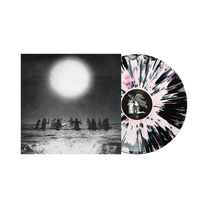 Seahaven’s black-and-white album cover features figures in water under a bright sun, paired with a white vinyl splattered in black and pink—a must-have for collectors awaiting this highly anticipated 2026 Seahaven release.