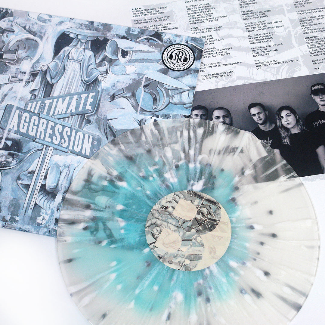 Ultimate Aggression - Electric Blue In Clear W/ White & Silver Splatter LP