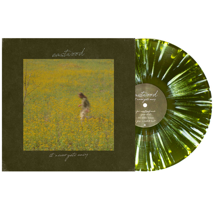 It Never Gets Easy - Green w/ Bone, Easter Yellow and White Splatter LP