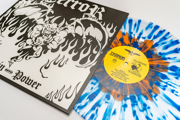 Pain Into Power - Halloween Orange In Clear W/ Heavy Blue Jay Splatter LP