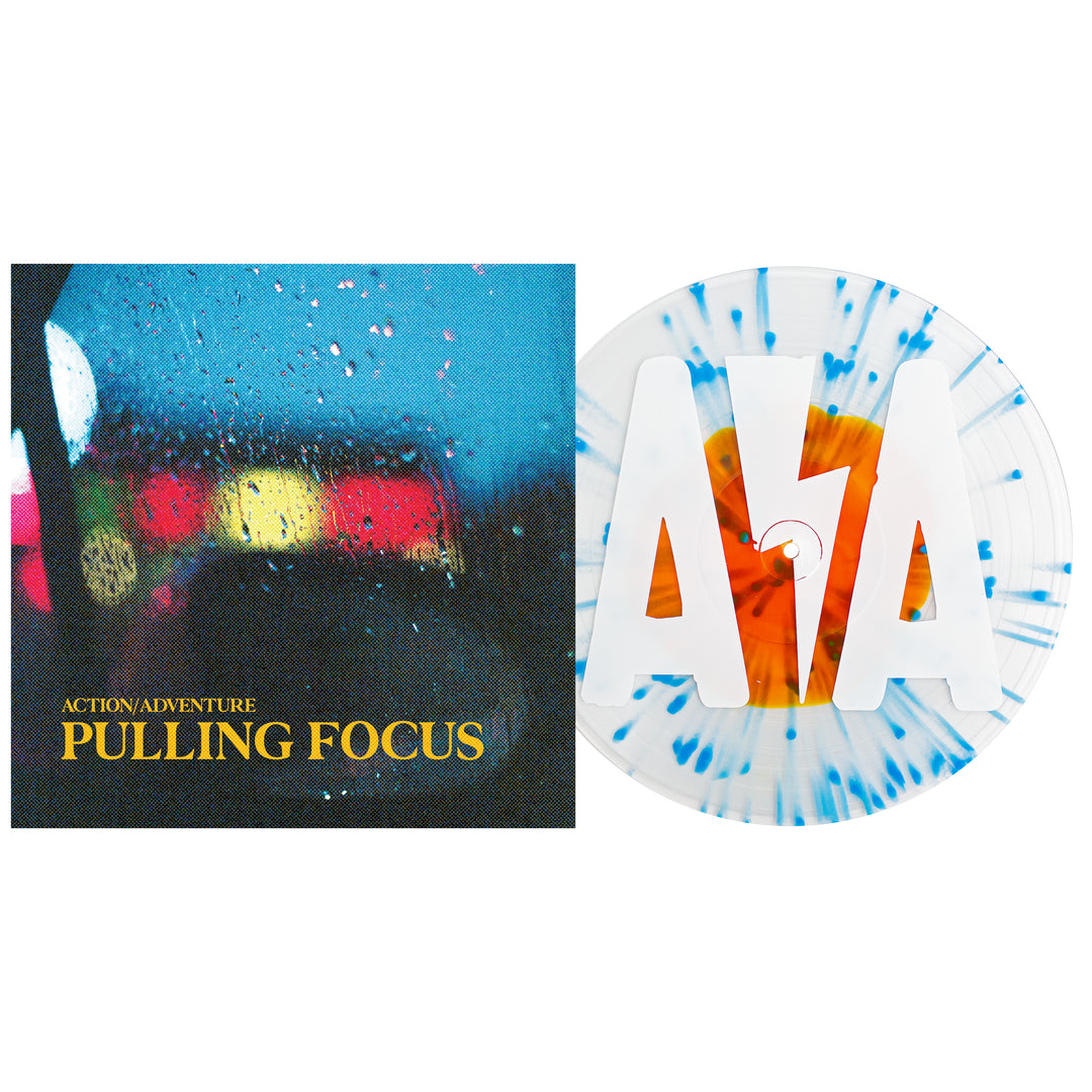 Pulling Focus  Orange Crush In Clear W/ Heavy Cyan Splatter - LP